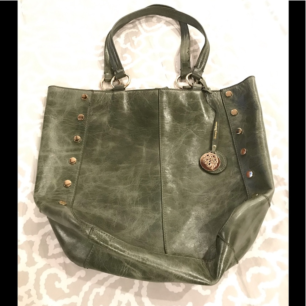 Tommy Bahamas Green Leather Tote